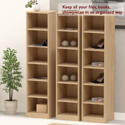 Mahmayi Wooden Storage Display Shelves 6-Tier Freestanding, Box Shelves, Top Shelf for Decoration Ideal for Storing and Displaying your possessions - Light Imperia