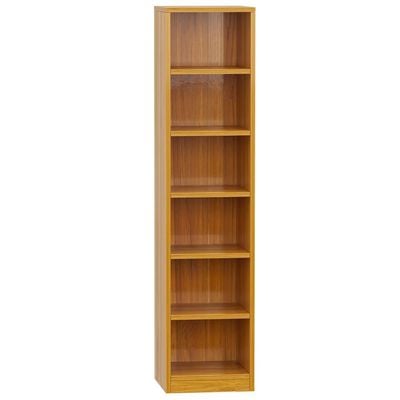 Mahmayi Wooden Storage Display Shelves 6-Tier Freestanding, Box Shelves, Top Shelf for Decoration Ideal for Storing and Displaying your possessions - Light Walnut