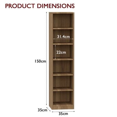 Mahmayi Wooden Storage Display Shelves 6-Tier Freestanding, Box Shelves, Top Shelf for Decoration Ideal for Storing and Displaying your possessions - Zabrano