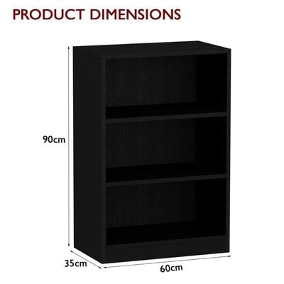 Mahmayi Wooden Storage Display Shelves 3-Tier Freestanding, Top Shelf for Decoration Ideal for Storing and Displaying your possessions - Black