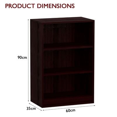 Mahmayi Wooden Storage Display Shelves 3-Tier Freestanding, Top Shelf for Decoration Ideal for Storing and Displaying your possessions - Dark Walnut