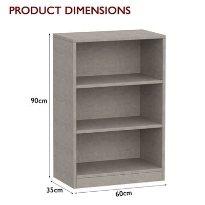 Mahmayi Wooden Storage Display Shelves 3-Tier Freestanding, Top Shelf for Decoration Ideal for Storing and Displaying your possessions - Light Concrete