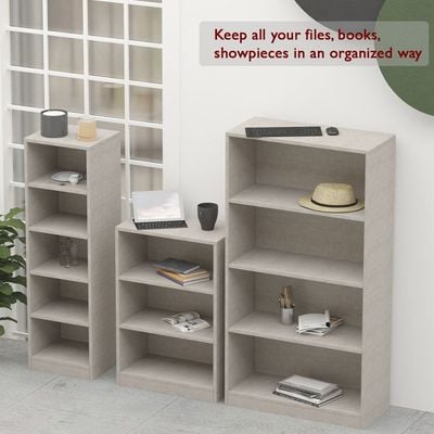 Mahmayi Wooden Storage Display Shelves 3-Tier Freestanding, Top Shelf for Decoration Ideal for Storing and Displaying your possessions - Light Concrete