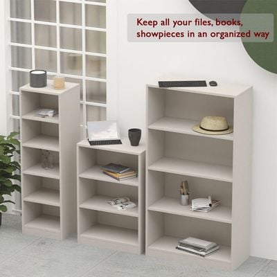 Mahmayi Wooden Storage Display Shelves 3-Tier Freestanding, Top Shelf for Decoration Ideal for Storing and Displaying your possessions - Light Grey