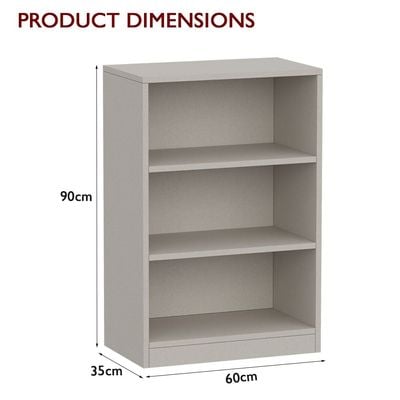 Mahmayi Wooden Storage Display Shelves 3-Tier Freestanding, Top Shelf for Decoration Ideal for Storing and Displaying your possessions - Light Grey