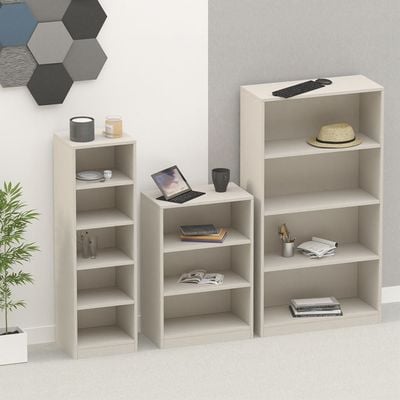 Mahmayi Wooden Storage Display Shelves 3-Tier Freestanding, Top Shelf for Decoration Ideal for Storing and Displaying your possessions - Light Grey