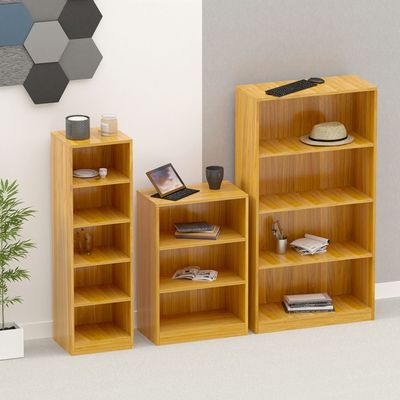 Mahmayi Wooden Storage Display Shelves 3-Tier Freestanding, Top Shelf for Decoration Ideal for Storing and Displaying your possessions - Light Walnut