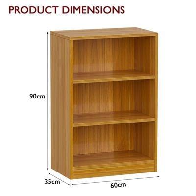 Mahmayi Wooden Storage Display Shelves 3-Tier Freestanding, Top Shelf for Decoration Ideal for Storing and Displaying your possessions - Light Walnut