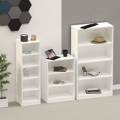 Mahmayi Wooden Storage Display Shelves 3-Tier Freestanding, Top Shelf for Decoration Ideal for Storing and Displaying your possessions - White