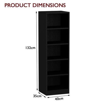 Mahmayi Wooden Storage Display Shelves 5-Tier Freestanding, Top Shelf for Decoration Ideal for Storing and Displaying your possessions - Black