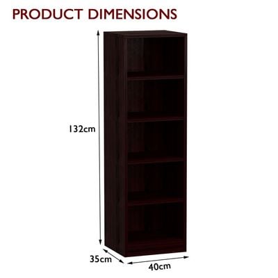 Mahmayi Wooden Storage Display Shelves 5-Tier Freestanding, Top Shelf for Decoration Ideal for Storing and Displaying your possessions - Dark Walnut