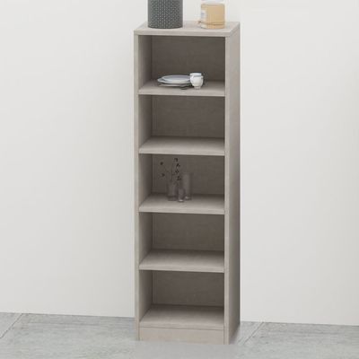 Mahmayi Wooden Storage Display Shelves 5-Tier Freestanding, Top Shelf for Decoration Ideal for Storing and Displaying your possessions - Light Concrete