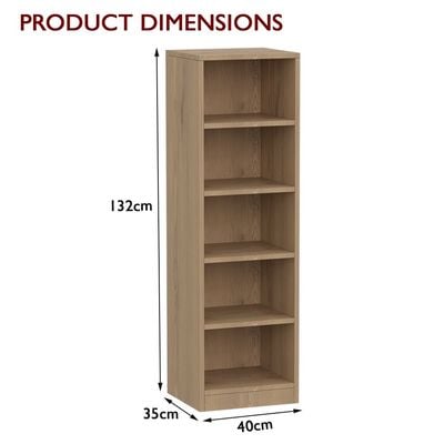 Mahmayi Wooden Storage Display Shelves 5-Tier Freestanding, Top Shelf for Decoration Ideal for Storing and Displaying your possessions - Light Imperia