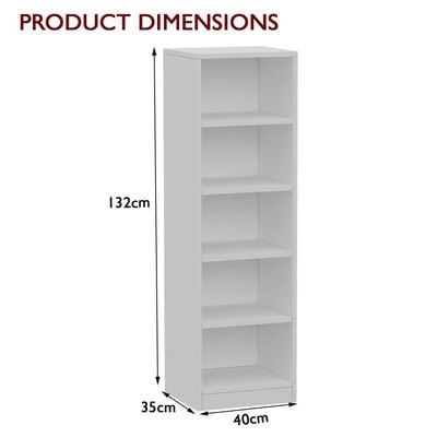 Mahmayi Wooden Storage Display Shelves 5-Tier Freestanding, Top Shelf for Decoration Ideal for Storing and Displaying your possessions - White