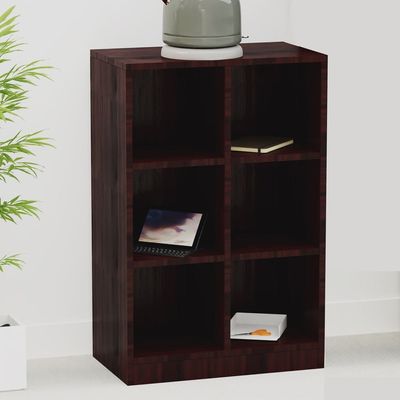 Mahmayi Wooden Display Shelves with 6 Storage Compartment, Freestanding, Top Shelf for Decoration Ideal for Storing Book, Files, Showpieces - Dark Walnut