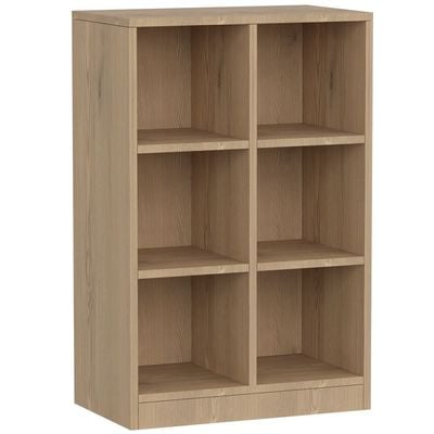 Mahmayi Wooden Display Shelves with 6 Storage Compartment, Freestanding, Top Shelf for Decoration Ideal for Storing Book, Files, Showpieces - Light Imperia