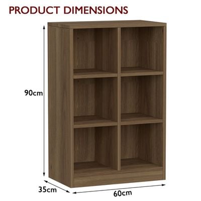 Mahmayi Wooden Display Shelves with 6 Storage Compartment, Freestanding, Top Shelf for Decoration Ideal for Storing Book, Files, Showpieces - Zabrano