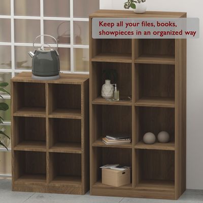 Mahmayi Wooden Display Shelves with 6 Storage Compartment, Freestanding, Top Shelf for Decoration Ideal for Storing Book, Files, Showpieces - Zabrano