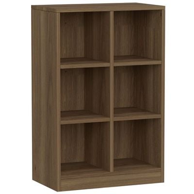 Mahmayi Wooden Display Shelves with 6 Storage Compartment, Freestanding, Top Shelf for Decoration Ideal for Storing Book, Files, Showpieces - Zabrano