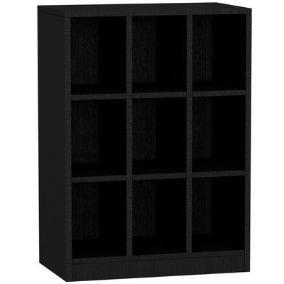 Mahmayi Wooden Display Shelves with 9 Storage Compartment, Freestanding, Top Shelf for Decoration Ideal for Storing Book, Files, Showpieces - Black