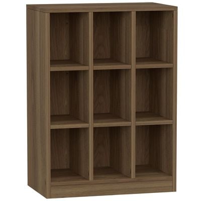 Mahmayi Wooden Display Shelves with 9 Storage Compartment, Freestanding, Top Shelf for Decoration Ideal for Storing Book, Files, Showpieces - Zabrano