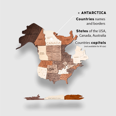 استمتع بالخشب - لوحة فنية جدارية ثلاثية الأبعاد - ديكور خشبي فريد لخريطة العالم للمنزل أو غرفة النوم أو المكتب - هدية مثالية للتدفئة المنزلية، لوحة فنية جدارية أنيقة ومصنوعة يدويًا - تصميم متعدد الألوان - XXL