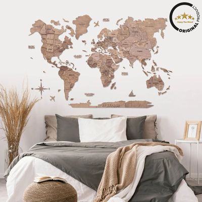 Enjoy Wood - 3D Wall Art - Stylish Wooden Map Decor for Home, Bedroom or Office - Perfect Housewarming Gift, Elegant and Handmade Wall Art - Terra Design - M