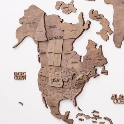 3D Wooden World Map - Terra