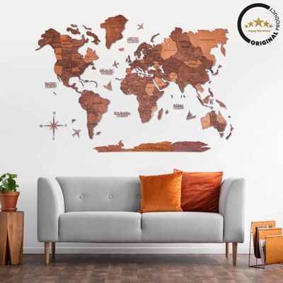 Enjoy Wood - 3D Wall Art - Stylish Wooden Map Decor for Home, Bedroom or Office - Perfect Housewarming Gift, Elegant and Handmade Wall Art - Oak Wood Design - M