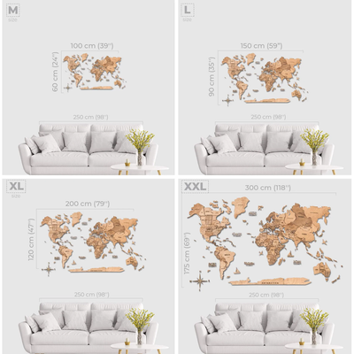 استمتع بالخشب - لوحة فنية جدارية ثلاثية الأبعاد - ديكور خريطة خشبية أنيقة للمنزل أو غرفة النوم أو المكتب - هدية مثالية للتدفئة المنزلية، لوحة فنية جدارية أنيقة ومصنوعة يدويًا - لون فاتح - M