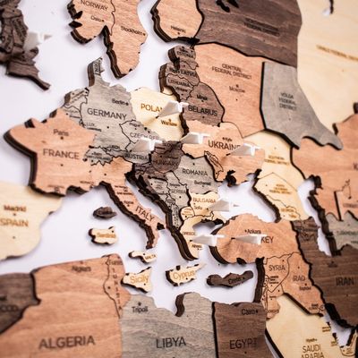 3D Wooden World Map - Smokey | M (100 x 60cm)