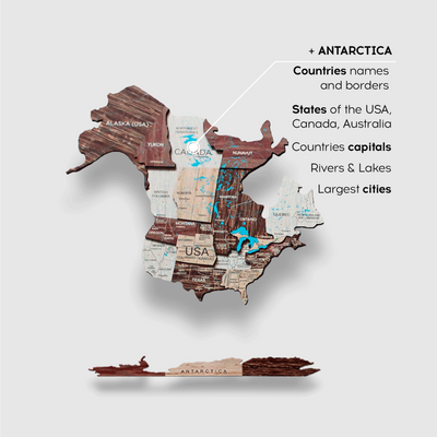 3D Wooden World Map - Cappuccino | L (150 x 90cm)