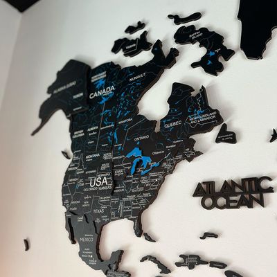 3D Wooden World Map - Midnight | M (100 x 60cm)