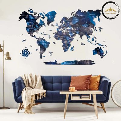 3D Wooden World Map - Space | M (100 x60cm)