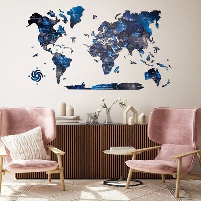 3D Wooden World Map - Space | L (150 x 90cm)