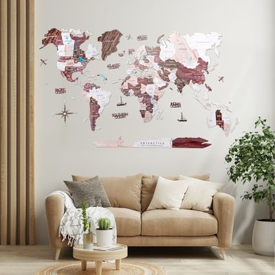 Wooden World Map - Cappuccino | S (73 x 49cm)