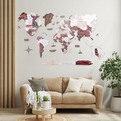 Wooden World Map - Cappuccino