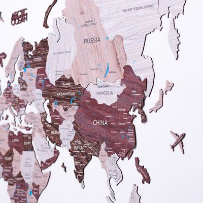 Wooden World Map - Cappuccino | L (150 x 90cm)