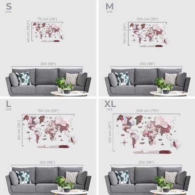 Wooden World Map - Cappuccino | L (150 x 90cm)