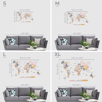 Wooden World Map - Festival | S (73 x 49cm)