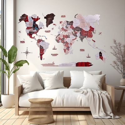 Wooden World Map - Urban | S (73 x 49cm)