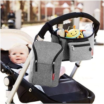 Skip Hop Universal Stroller Organizer: Insulated Beverage and Essentials Stroller Caddy, Heather Grey