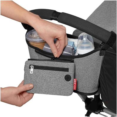 Skip Hop Universal Stroller Organizer: Insulated Beverage and Essentials Stroller Caddy, Heather Grey