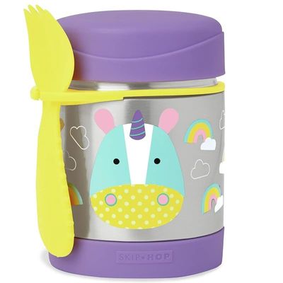 Skip Hop Unicorn Print Zoo Insulated Little Kid Food Jar, 325 ml Capacity