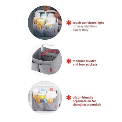 Skip Hop Light Up Diaper Caddy, Grey, 1 Count (Pack of 1) (304300)