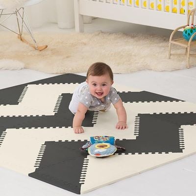 Skip Hop Playspot Geo Foam Floor Tiles, Black/Cream