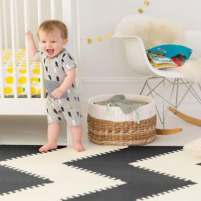 Skip Hop Playspot Geo Foam Floor Tiles, Black/Cream