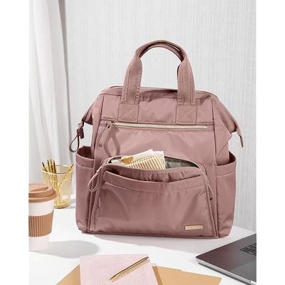 Skip Hop Diaper Bag Backpack: Mainframe Large Capacity Wide Open Structure with Changing Pad &amp; Stroller Attachement, Dusty Rose