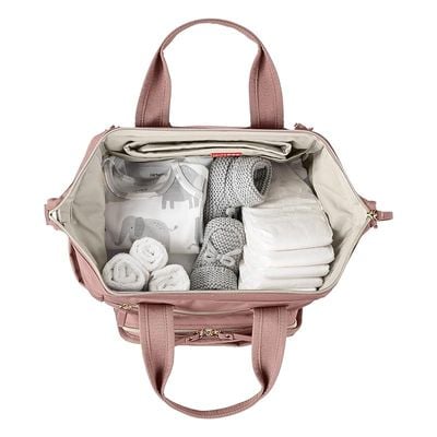 Skip Hop Diaper Bag Backpack: Mainframe Large Capacity Wide Open Structure with Changing Pad &amp; Stroller Attachement, Dusty Rose