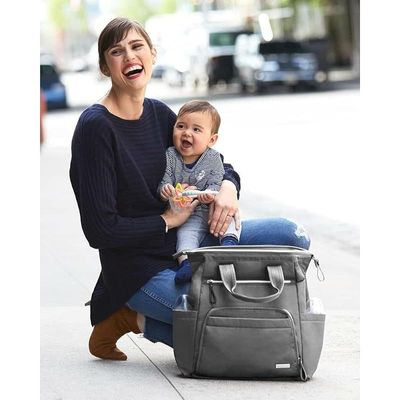 Skip Hop Diaper Bag Backpack: Mainframe Large Capacity Wide Open Structure with Changing Pad &amp; Stroller Attachement, Charcoal